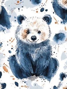 水彩风可爱熊猫无缝图案