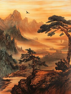 夕阳下的壮美山川景观