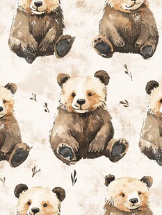 可爱小熊水彩无缝图案
