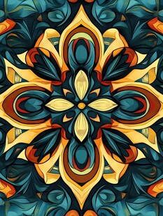 绚丽多彩的几何花卉图案