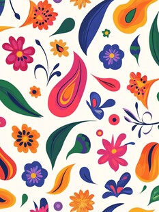 多彩花卉佩斯利图案背景