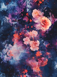 梦幻水彩花卉抽象背景图