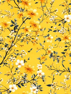 黄色花卉图案背景纹理