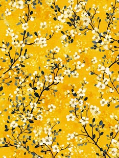 黄色背景花卉图案纹理