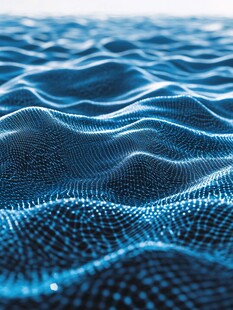 蓝色粒子构成的波浪纹理