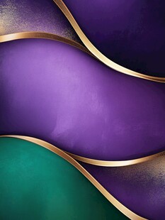 紫绿金三色交织波浪背景