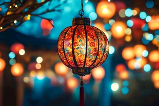 绚丽中式灯笼点亮夜景