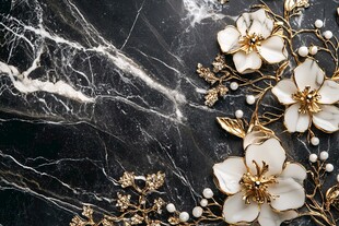 黑金石上的花卉珠宝装饰