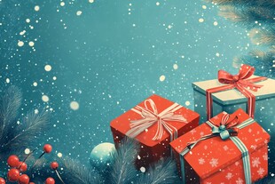 圣诞礼物雪景装饰画面