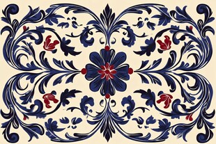 复古花卉对称精美装饰图案