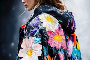 多彩花卉印花时尚羽绒服