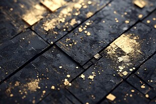 黑金质感瓷砖碎片洒落画面