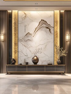 新中式客厅山水背景墙装饰