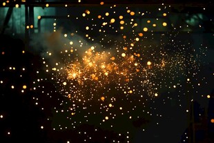 工业火花飞舞绚烂瞬间