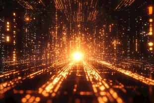 未来科技感的数据光芒世界