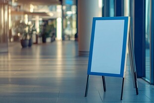 大厅中的空白展示广告牌