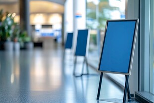 大厅中的空白展示广告牌