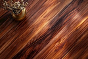 木纹地板上的金色花瓶