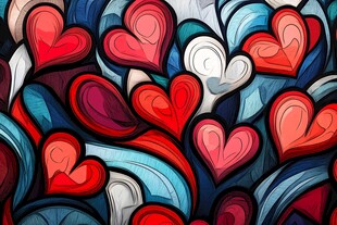 多彩爱心图案背景设计