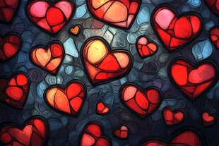 绚丽心形玻璃图案背景