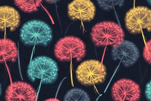 多彩蒲公英无缝背景图案