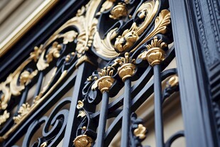 欧式黑金铁艺栏杆细节