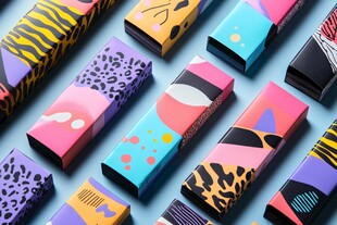 多彩图案包装盒创意展示