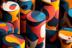 多彩几何图案圆柱形物件