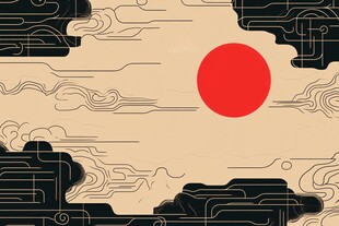 日式和风红日云海图案