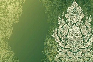 绿色背景上的精美传统纹饰