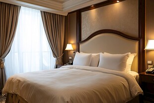 豪华温馨的酒店卧室场景