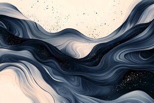 水墨风格流动波纹抽象画