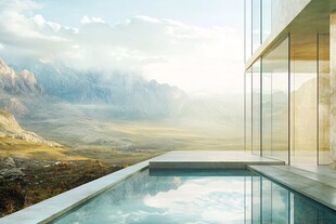 窗边泳池赏绝美山景