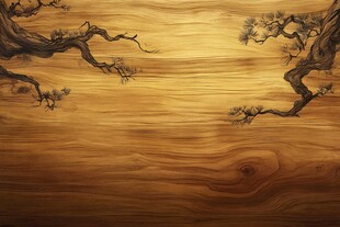 木纹上的苍松艺术画面