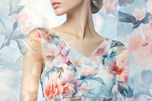 花卉印花裙的优雅女性