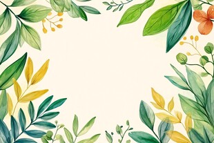 清新绿植花卉边框背景图