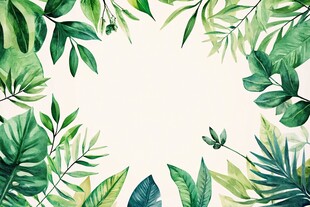 清新绿植环绕背景图