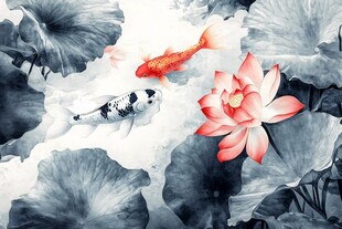 水墨荷塘锦鲤图