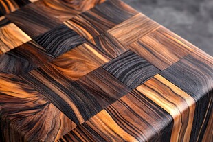 精美拼花木纹桌面细节