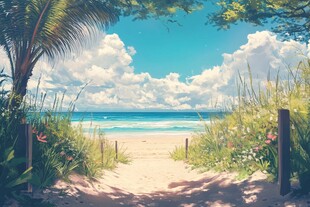 通往梦幻海滩的诗意小径