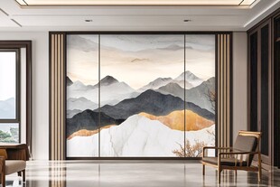 中式山水风客厅装饰壁画