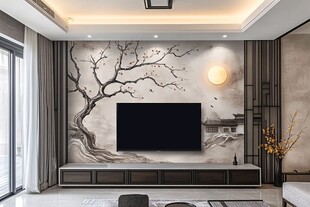 新中式客厅电视背景墙设计