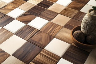 木纹瓷砖搭配陶瓷摆件