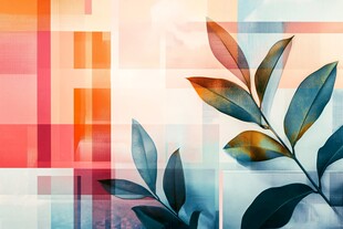 几何背景下的清新叶片