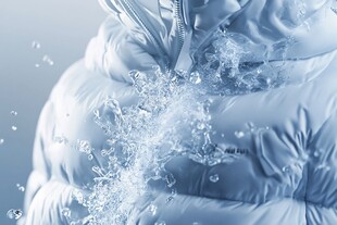 防水羽绒服水花四溅瞬间