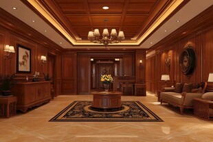 豪华木质中式风格客厅空间