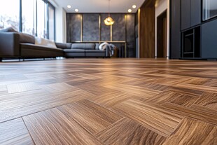 现代客厅的木质拼花地板