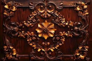 复古木雕花纹装饰图案