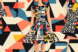 几何图案时尚连衣裙展示