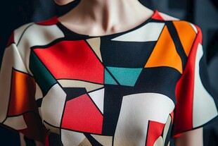 几何图案拼接时尚上衣